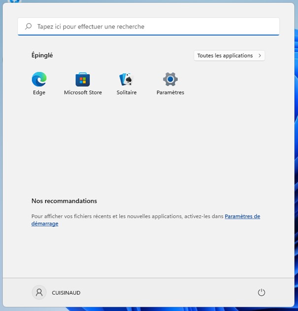 Désactiver les recommandations du menu Démarrer de Windows 11